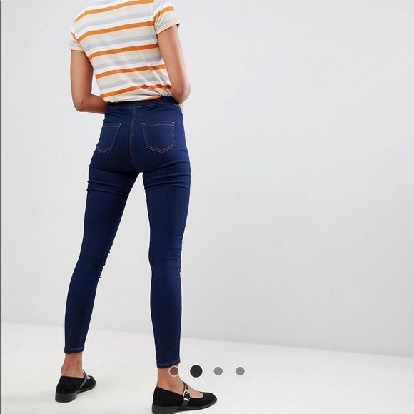 ASOS Parisian High Waist Blue Skinny Jeggings sz 6 - Picture 2 of 6